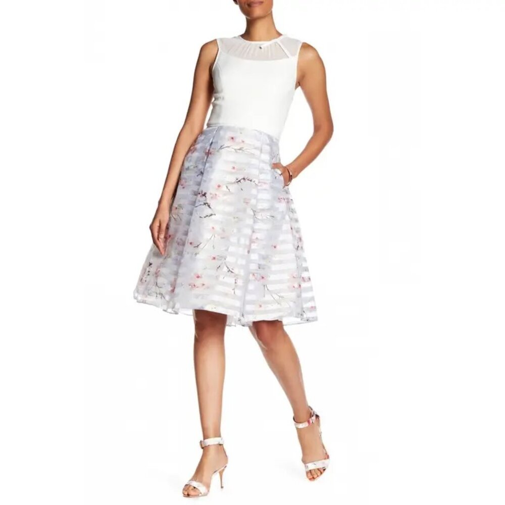 NWT Ted Baker  Light Grey Monah Cherry Blossom Dress Size 3(US 8)